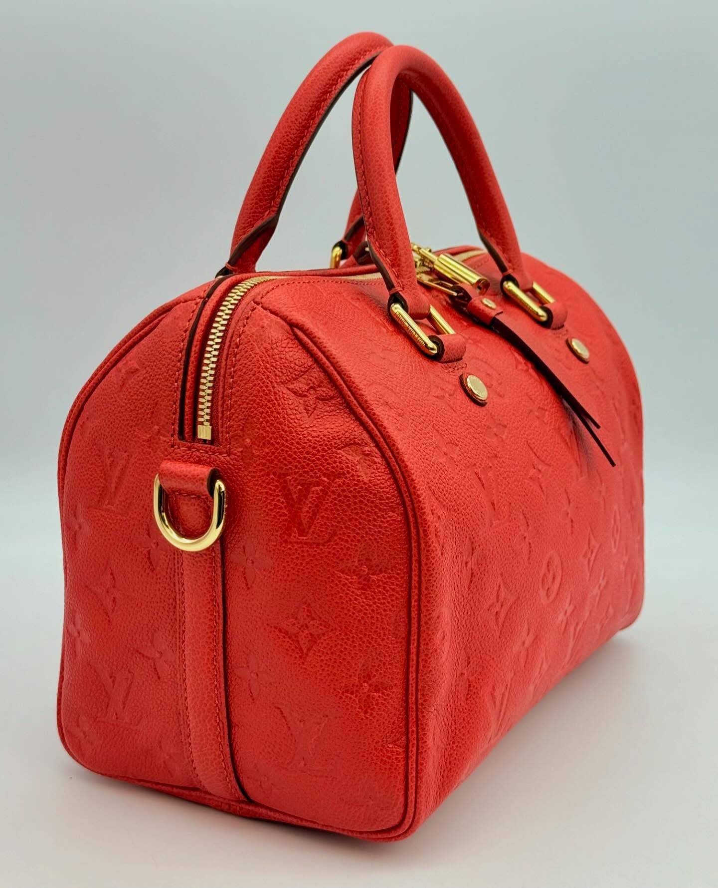 Louis Vuitton Red Monogram Empreinte Leather Speedy 25 Bandouliere