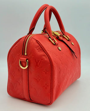 Louis Vuitton Red Monogram Empreinte Leather Speedy 25 Bandouliere