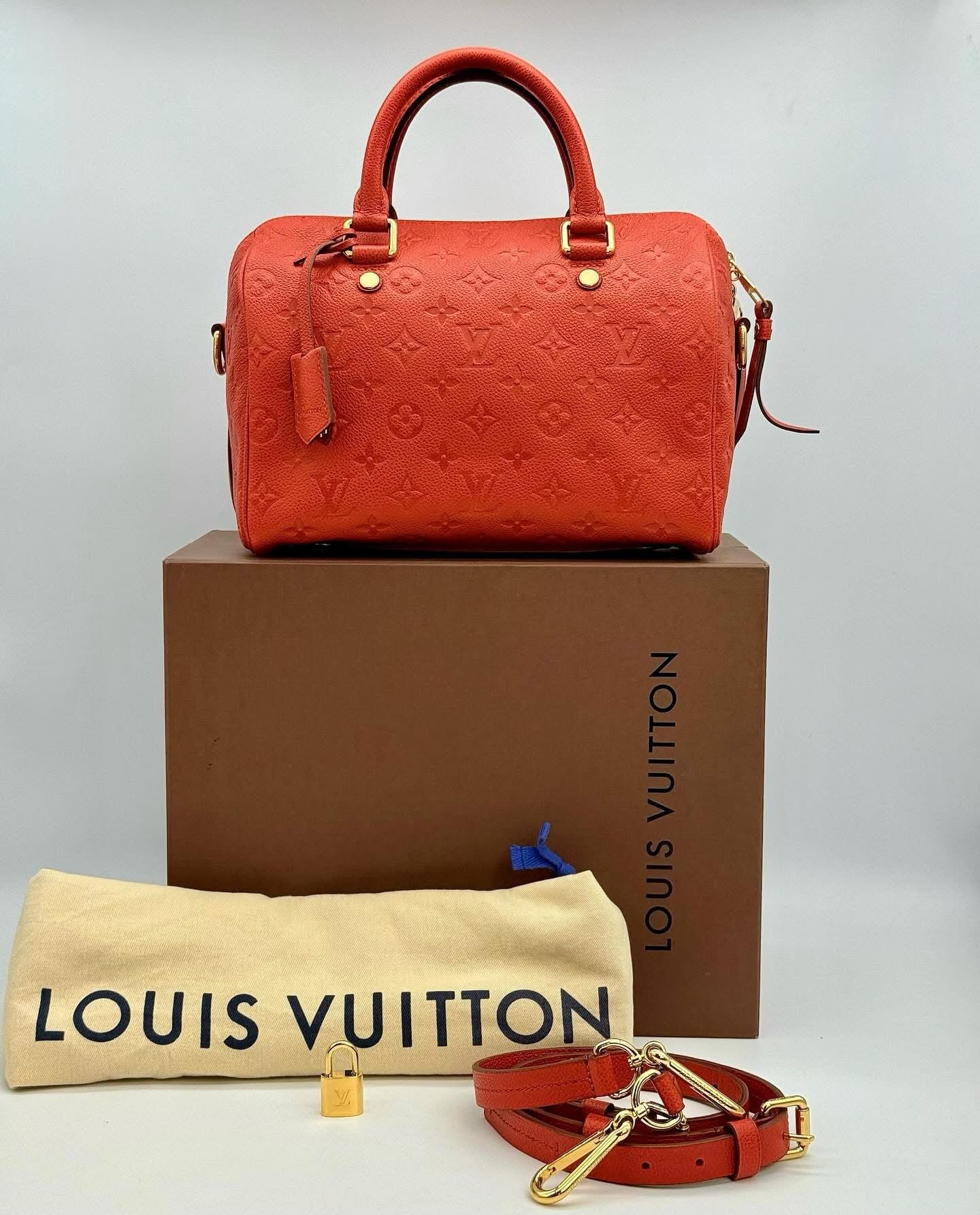 Louis Vuitton Red Monogram Empreinte Leather Speedy 25 Bandouliere