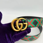 Gucci Textured Dollar Calfskin Criss-Cross Double G-Belt