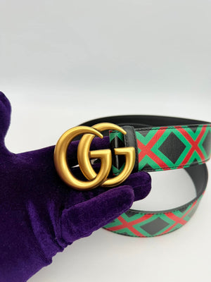 Gucci Textured Dollar Calfskin Criss-Cross Double G-Belt