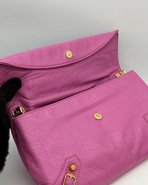 Balenciaga Bubblegum Pink Leather GGH Envelop Clutch Bag