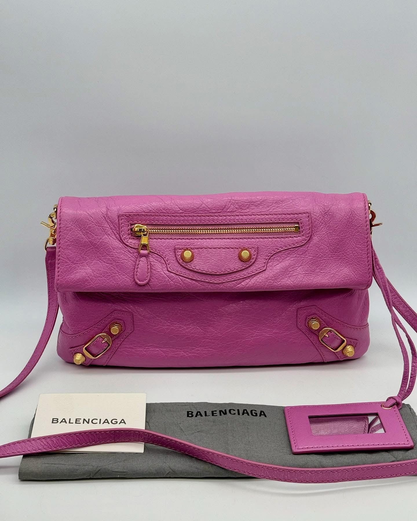 Balenciaga Bubblegum Pink Leather GGH Envelop Clutch Bag