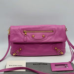 Balenciaga Bubblegum Pink Leather GGH Envelop Clutch Bag