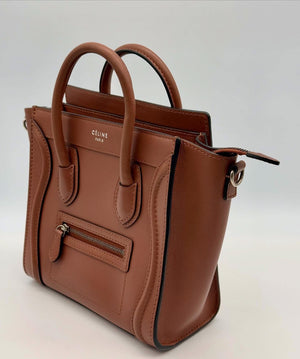 Celine Tan Leather Nano Luggage Bag