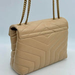 Saint Laurent LouLou Beige Small Leather Shoulder Bag