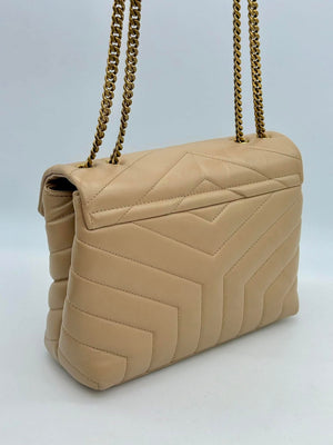 Saint Laurent LouLou Beige Small Leather Shoulder Bag