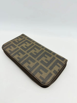 Fendi Zucca Canvas Zip Around Long Wallet