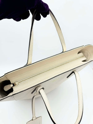 Gucci White Leather Swing Tote Bag