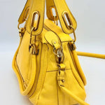 Chloe Yellow Pebbled Leather Medium Paraty Bag