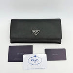 Prada Black Saffiano Leather Long Wallet