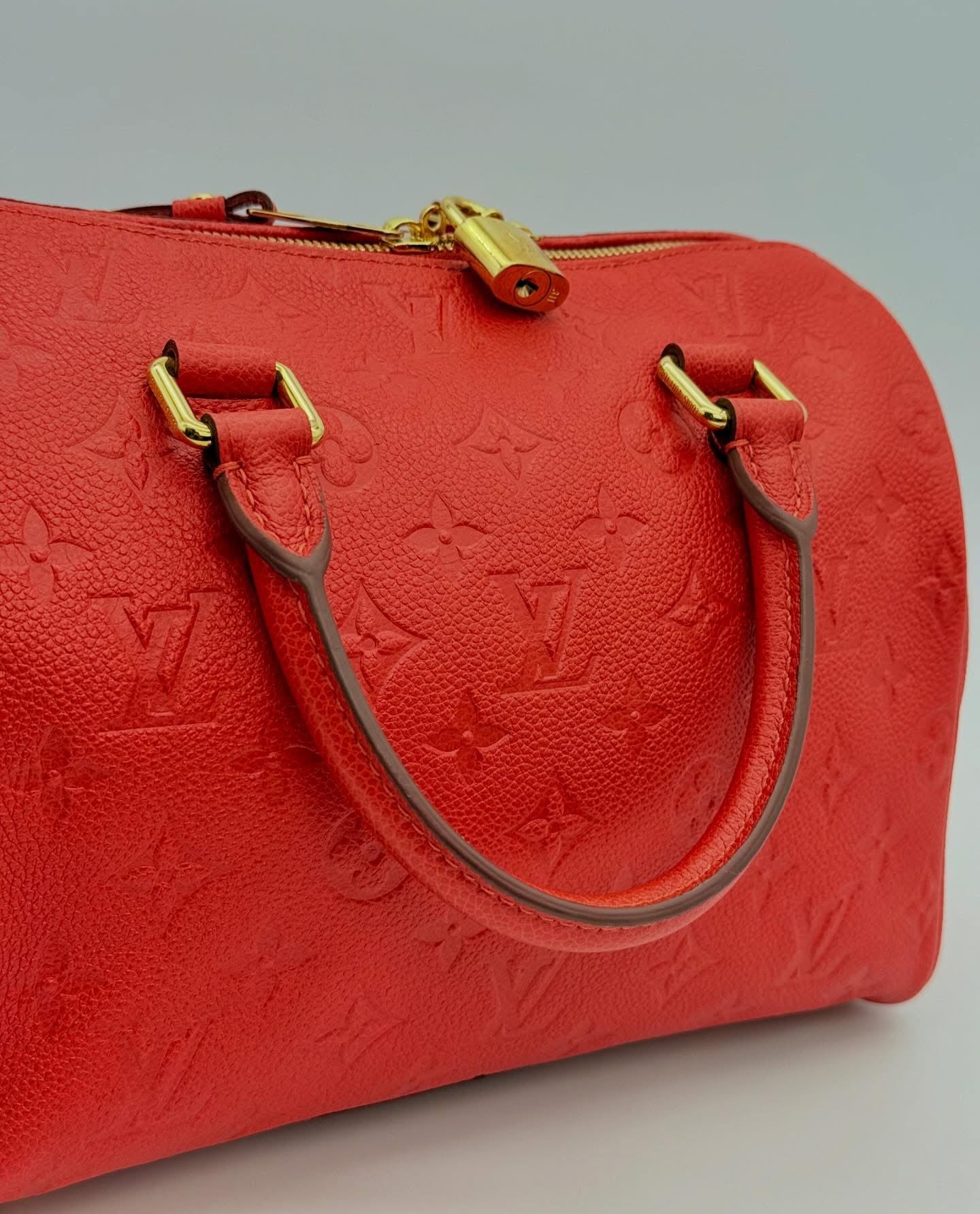 Louis Vuitton Red Monogram Empreinte Leather Speedy 25 Bandouliere