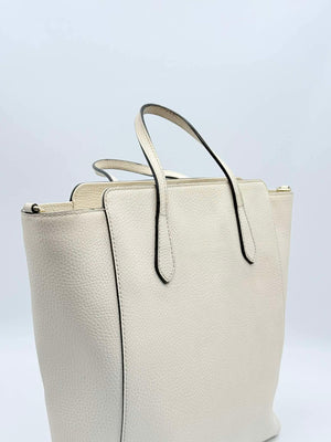 Gucci White Leather Swing Tote Bag