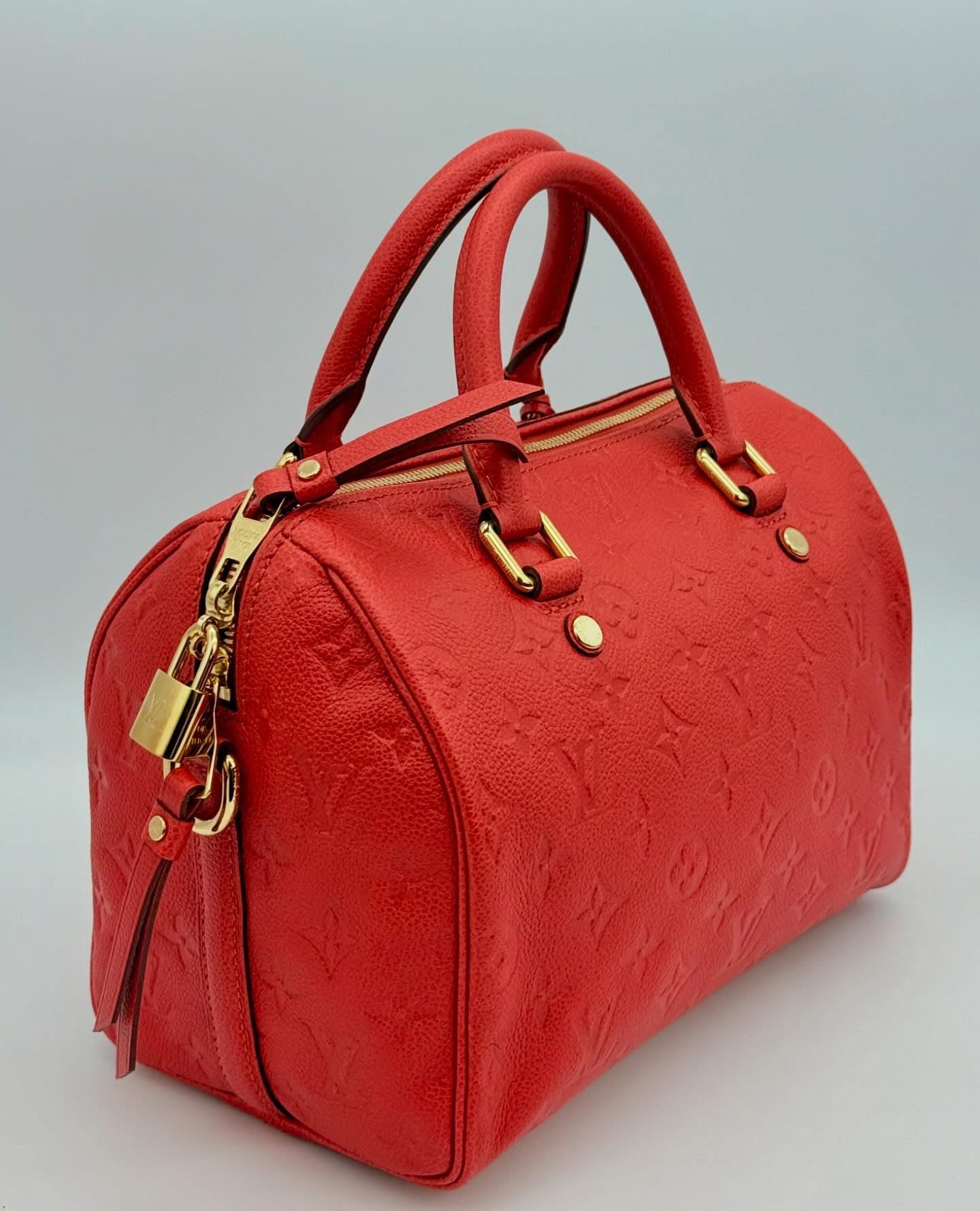 Louis Vuitton Red Monogram Empreinte Leather Speedy 25 Bandouliere