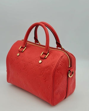 Louis Vuitton Red Monogram Empreinte Leather Speedy 25 Bandouliere