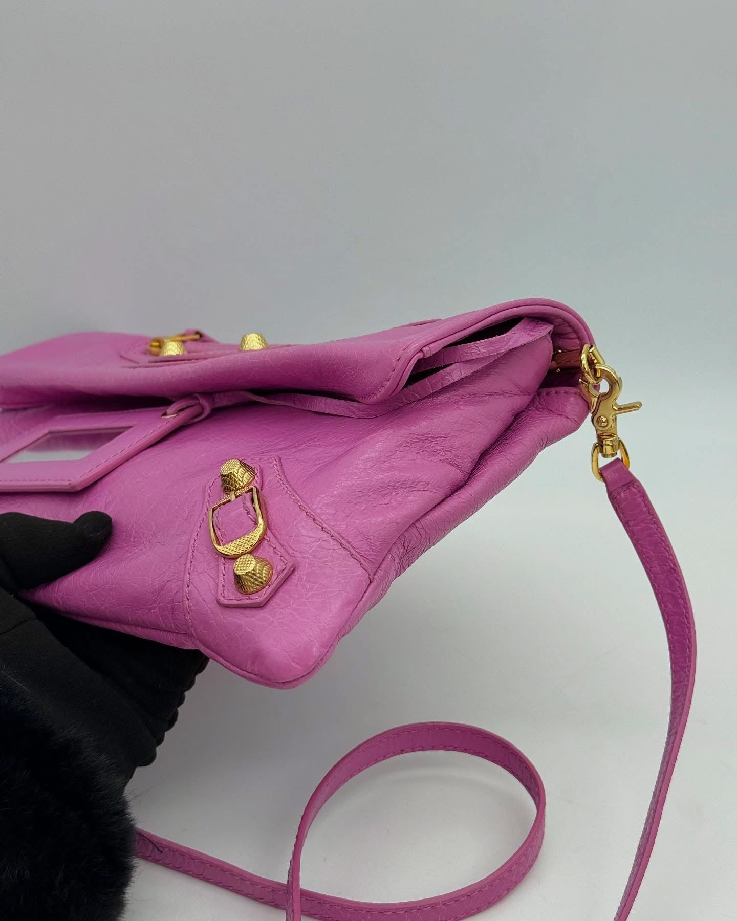 Balenciaga Bubblegum Pink Leather GGH Envelop Clutch Bag