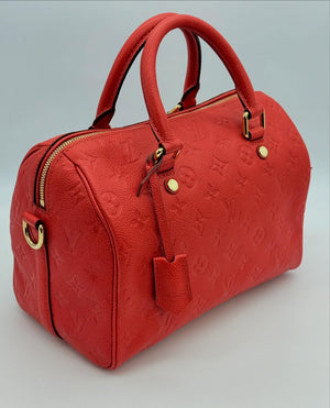 Louis Vuitton Red Monogram Empreinte Leather Speedy 25 Bandouliere