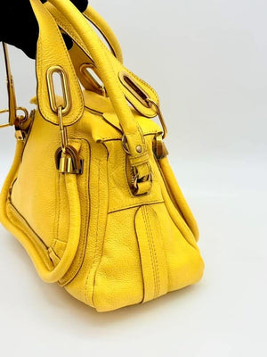 Chloe Yellow Pebbled Leather Medium Paraty Bag