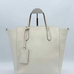 Gucci White Leather Swing Tote Bag