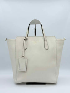 Gucci White Leather Swing Tote Bag