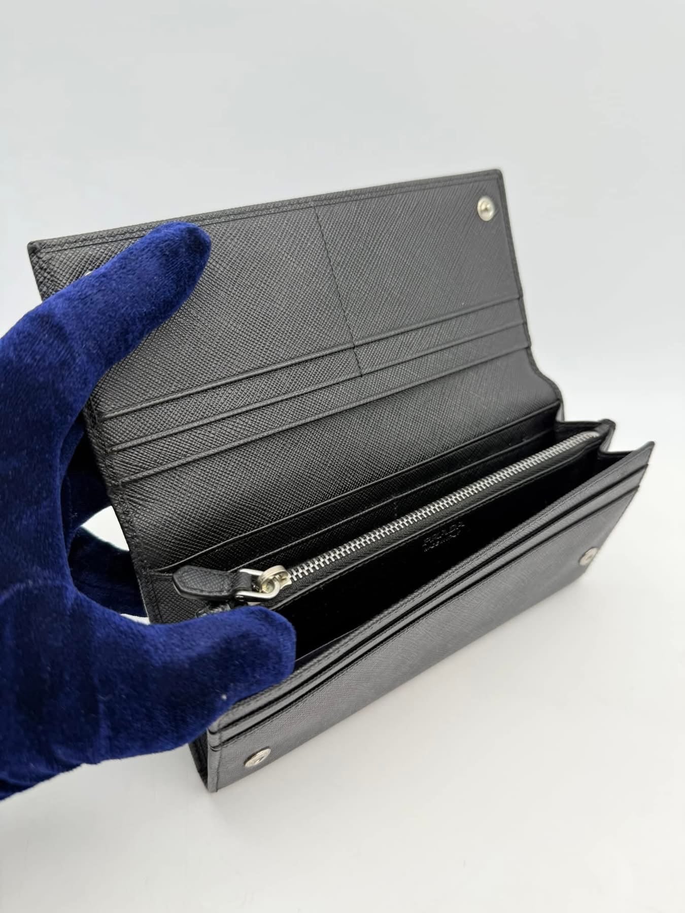 Prada Black Saffiano Leather Long Wallet