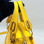 Chloe Yellow Pebbled Leather Medium Paraty Bag