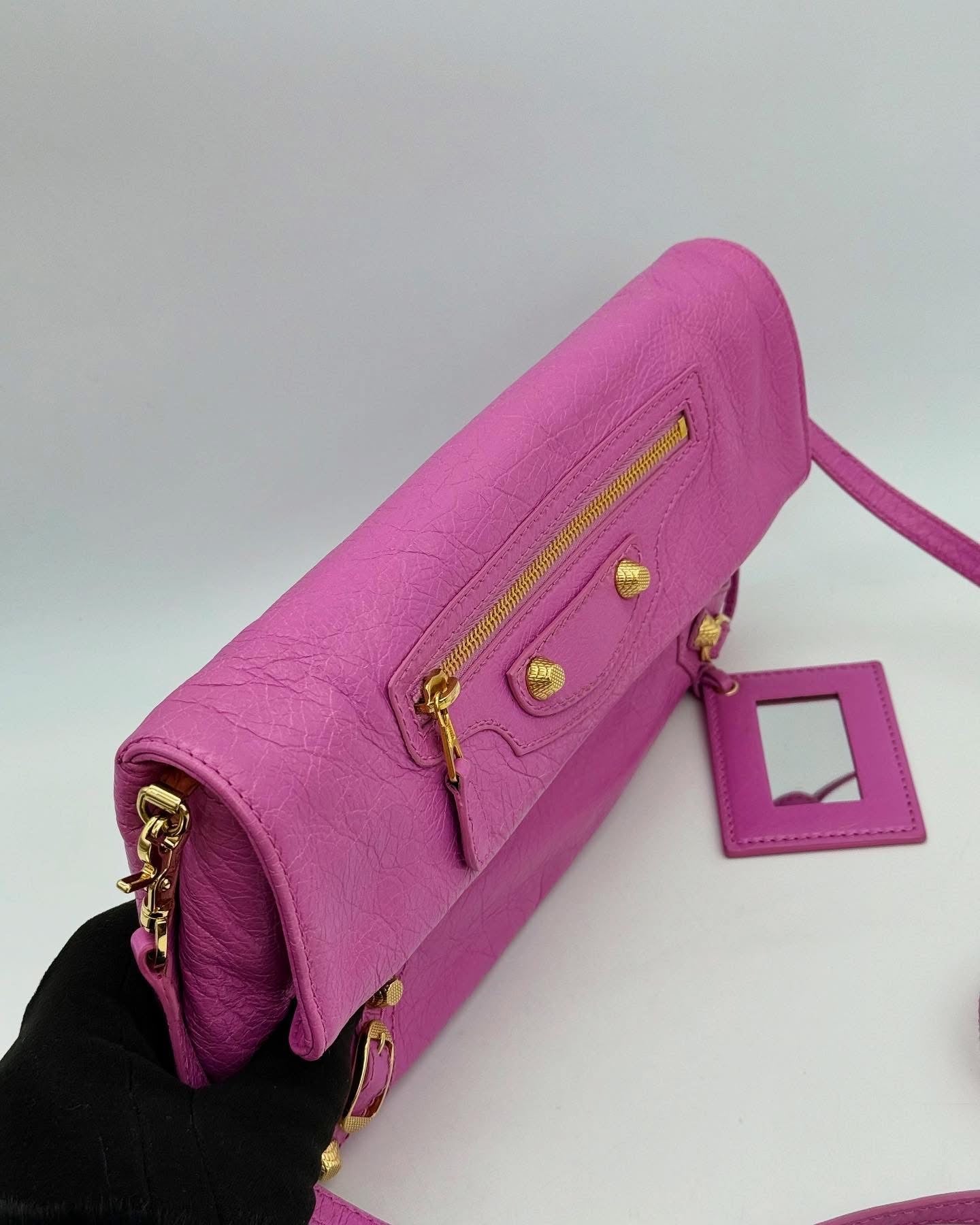 Balenciaga Bubblegum Pink Leather GGH Envelop Clutch Bag