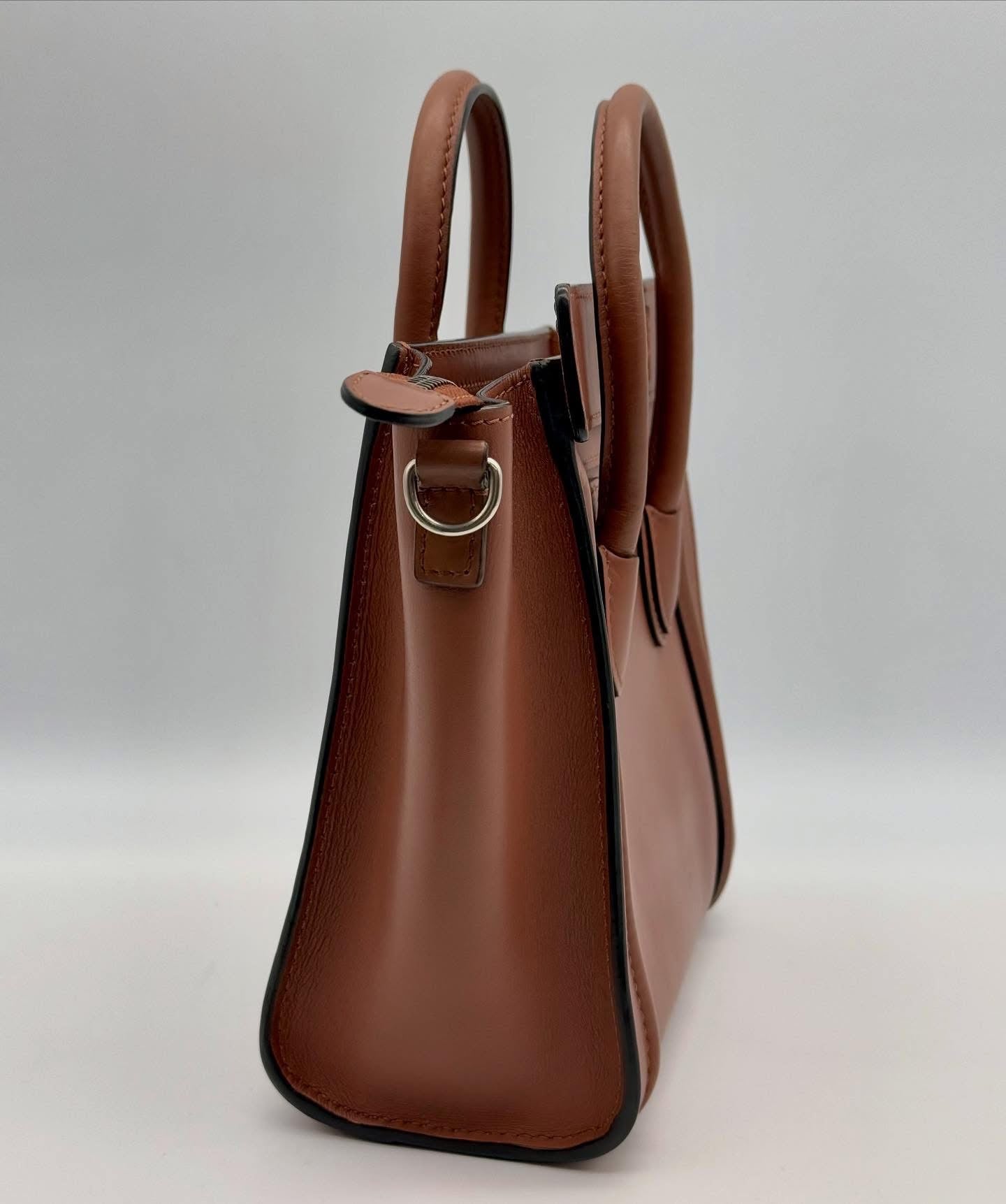 Celine Tan Leather Nano Luggage Bag