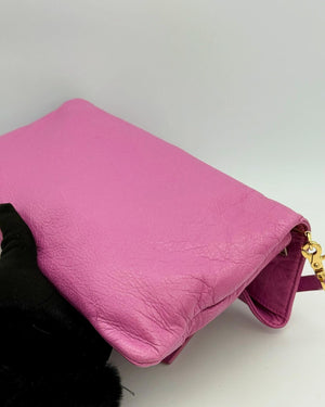 Balenciaga Bubblegum Pink Leather GGH Envelop Clutch Bag