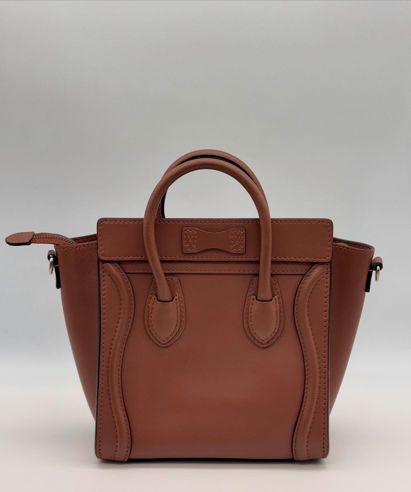 Celine Tan Leather Nano Luggage Bag