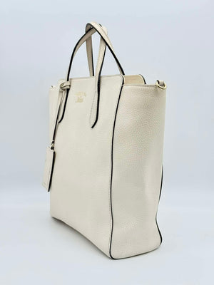 Gucci White Leather Swing Tote Bag