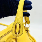 Chloe Yellow Pebbled Leather Medium Paraty Bag