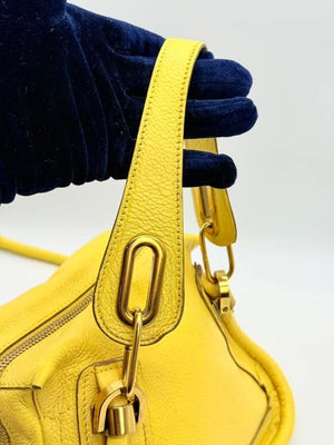 Chloe Yellow Pebbled Leather Medium Paraty Bag