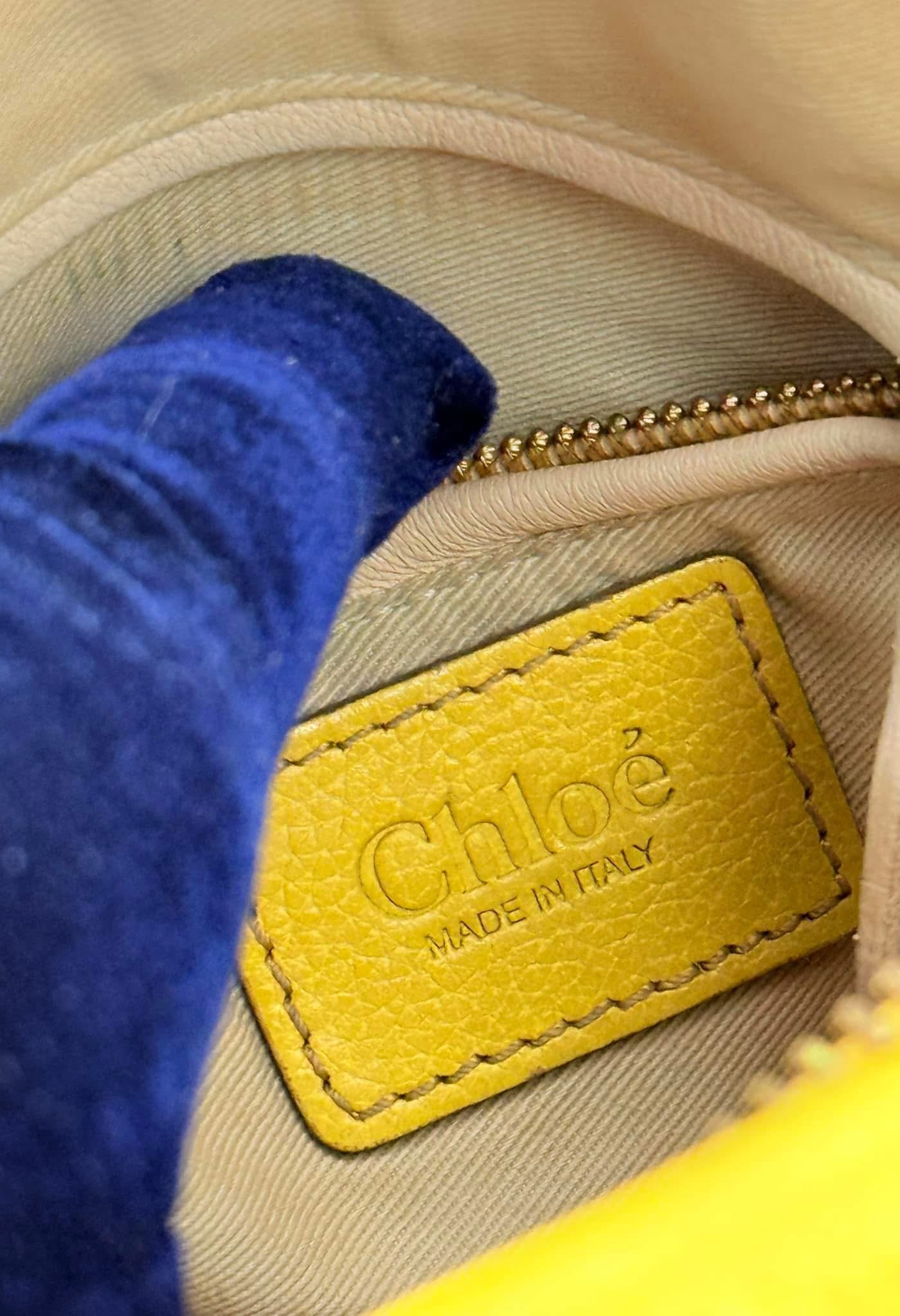 Chloe Yellow Pebbled Leather Medium Paraty Bag