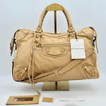 Balenciaga Beige Leather Giant 12 Motocross City Bag