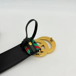 Gucci Textured Dollar Calfskin Criss-Cross Double G-Belt