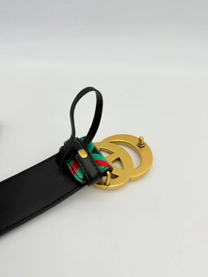 Gucci Textured Dollar Calfskin Criss-Cross Double G-Belt