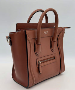 Celine Tan Leather Nano Luggage Bag