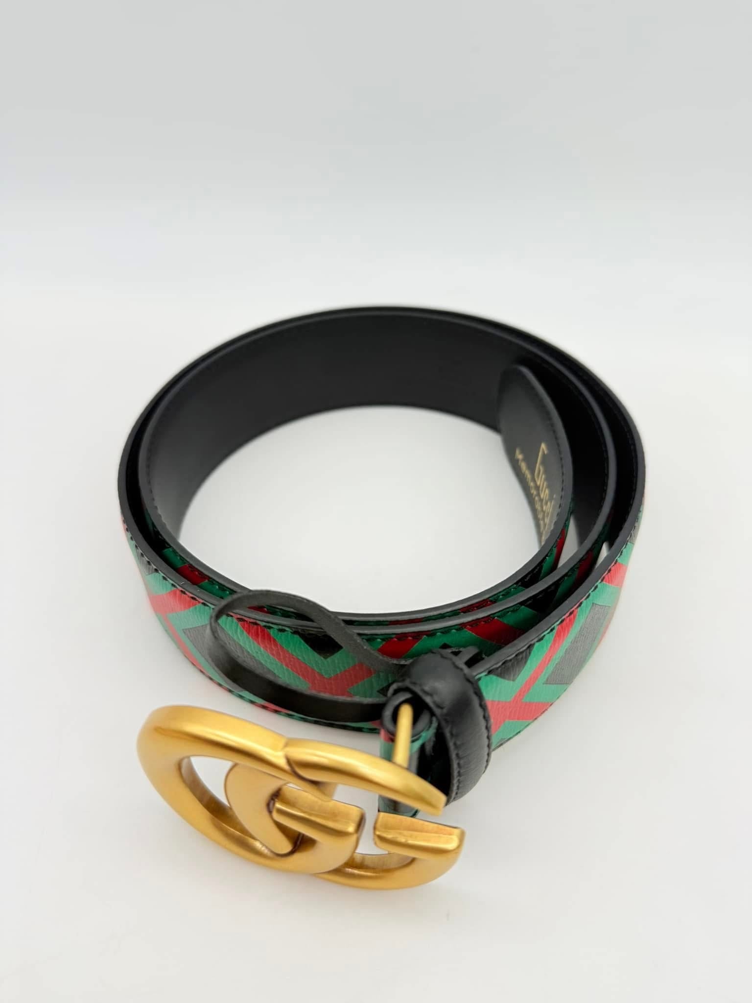 Gucci Textured Dollar Calfskin Criss-Cross Double G-Belt