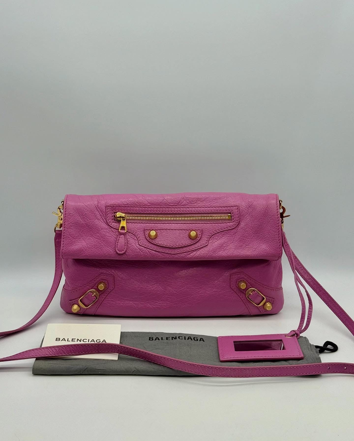 Balenciaga Bubblegum Pink Leather GGH Envelop Clutch Bag