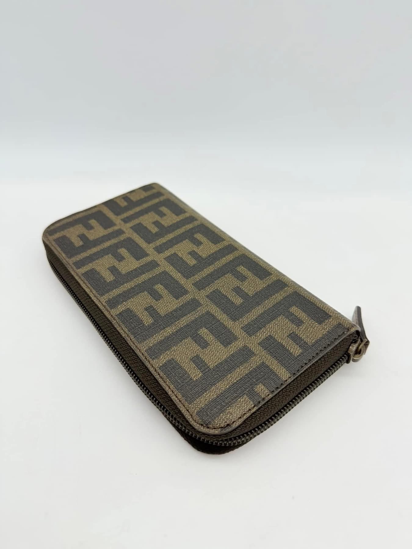 Fendi Zucca Canvas Zip Around Long Wallet