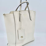 Gucci White Leather Swing Tote Bag