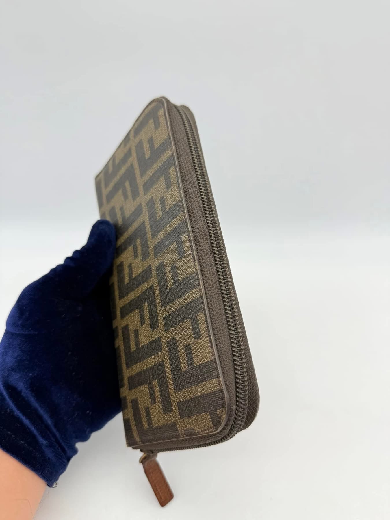 Fendi Zucca Canvas Zip Around Long Wallet