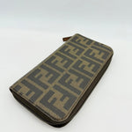 Fendi Zucca Canvas Zip Around Long Wallet