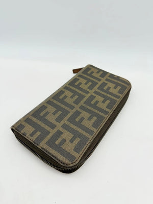 Fendi Zucca Canvas Zip Around Long Wallet