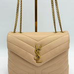 Saint Laurent LouLou Beige Small Leather Shoulder Bag