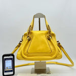 Chloe Yellow Pebbled Leather Medium Paraty Bag