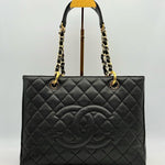 Chanel Matelasse Grand Chain Gst Caviar Skin Leather Black