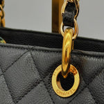 Chanel Matelasse Grand Chain Gst Caviar Skin Leather Black