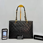 Chanel Matelasse Grand Chain Gst Caviar Skin Leather Black